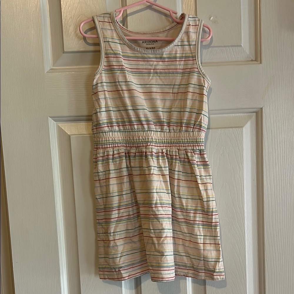 Arizona Jean Company Tan and White Sleeveless Sundress